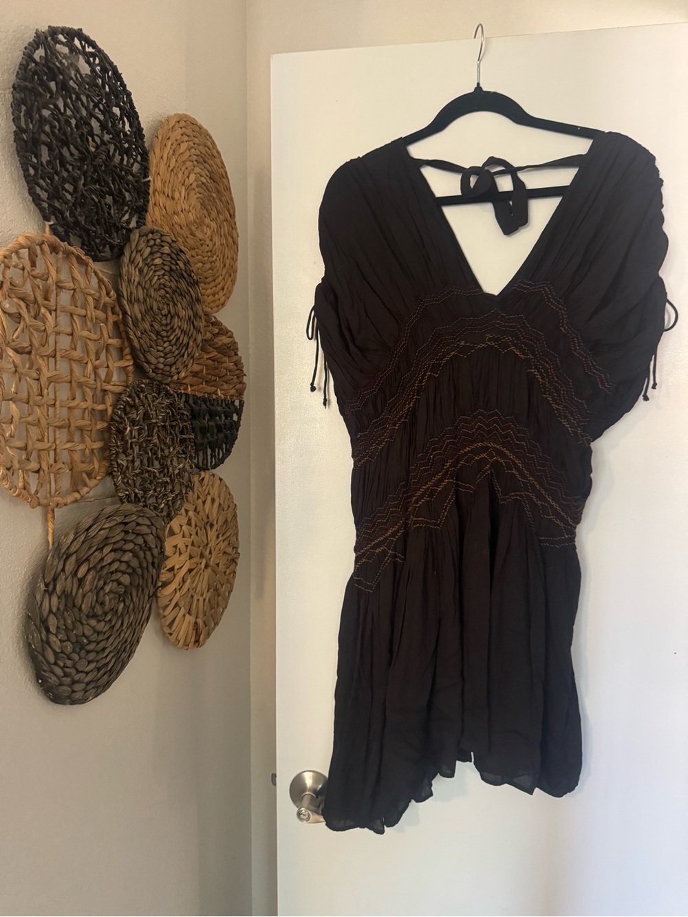 Free People Black V-Neck Boho Tunic Dress